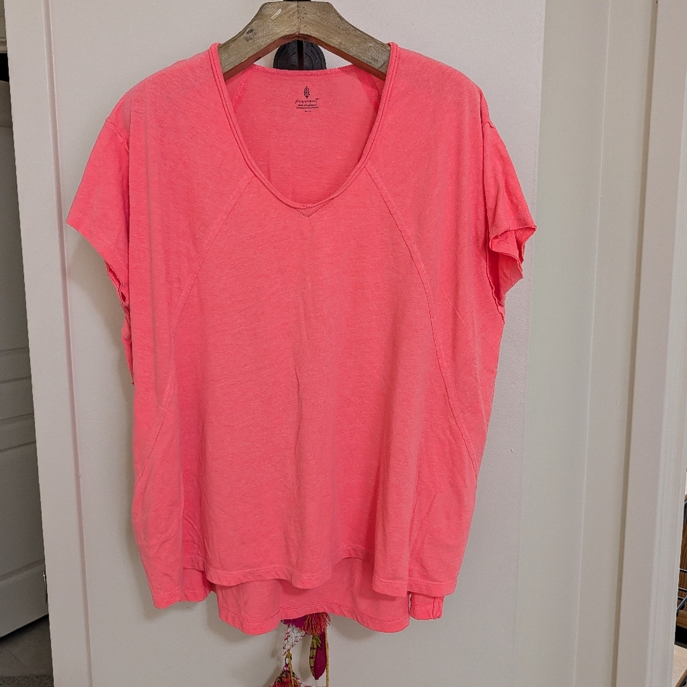 FP Movement by Free People Neon Coral Short Sleeve Tee